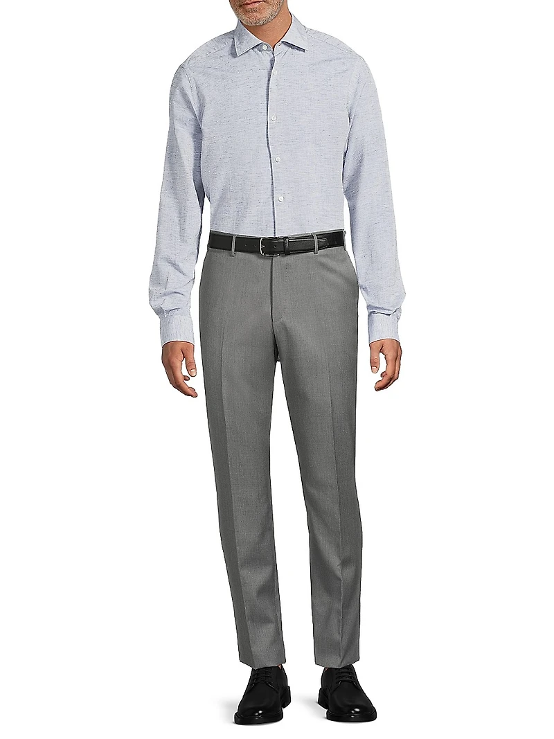 Cotton-Linen Button-Front Shirt