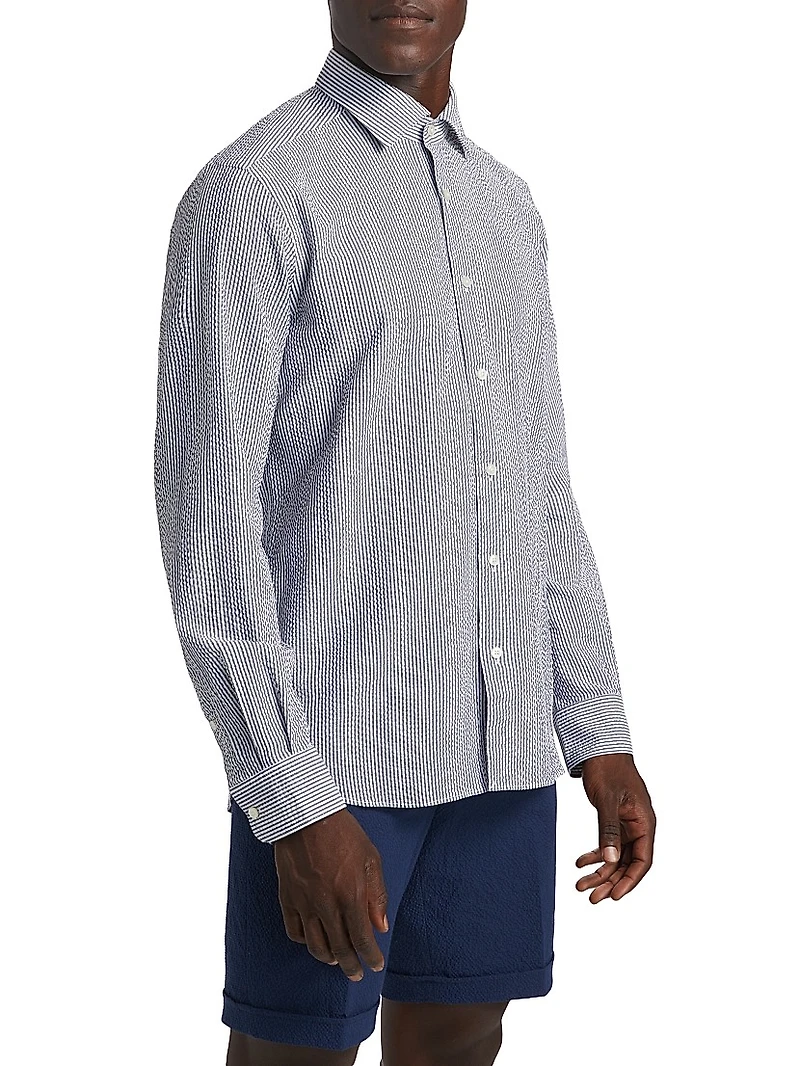 COLLECTION Seersucker Button-Front Shirt