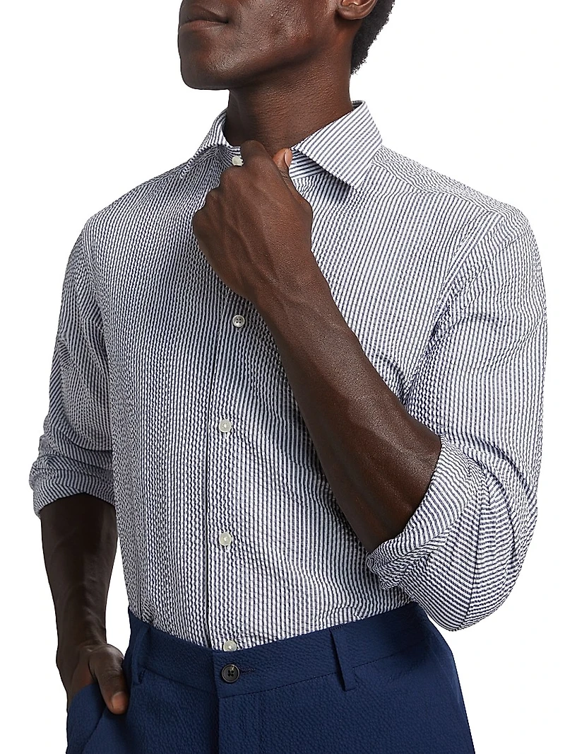 COLLECTION Seersucker Button-Front Shirt