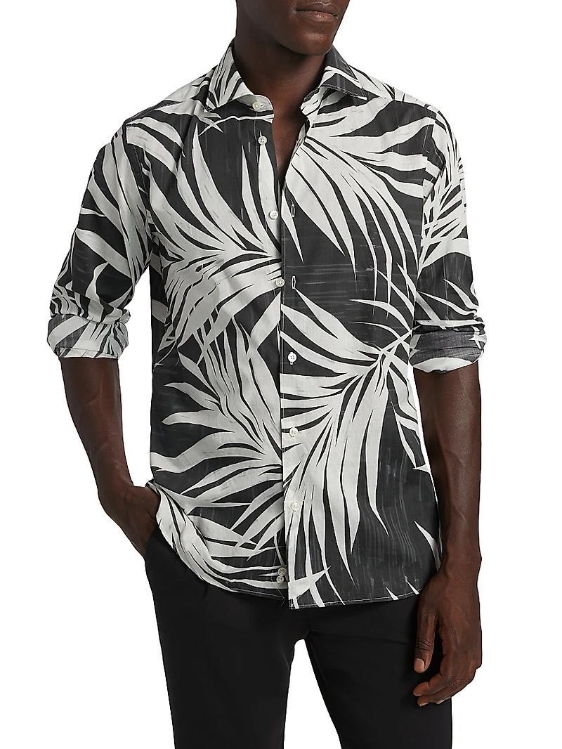 COLLECTION Floral Cotton Button-Front Shirt