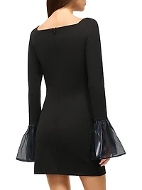 Hawthorne Chiffon Bell-Sleeve Minidress