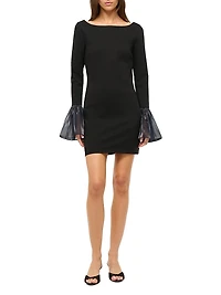 Hawthorne Chiffon Bell-Sleeve Minidress