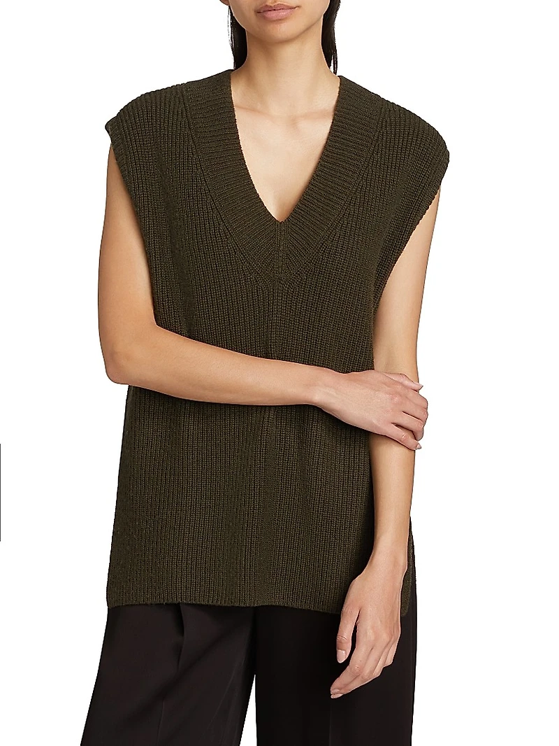 Rib-Knit V-Neck Vest