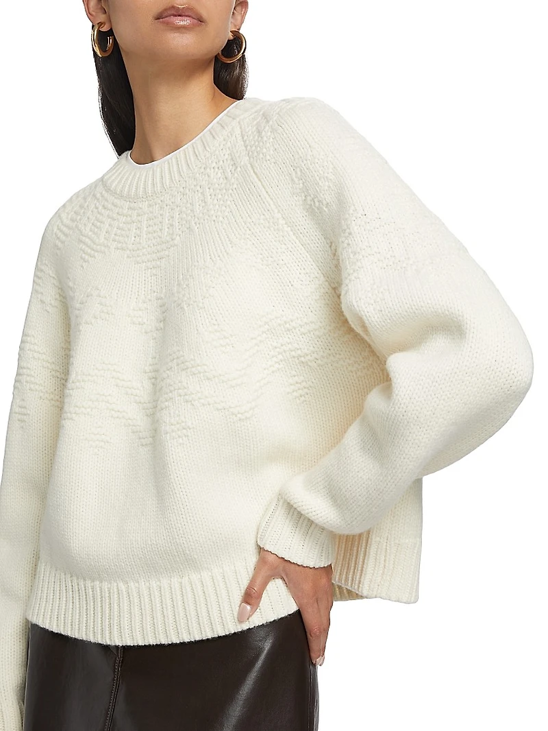 Textured Raglan Wool Fair Isle Sweater