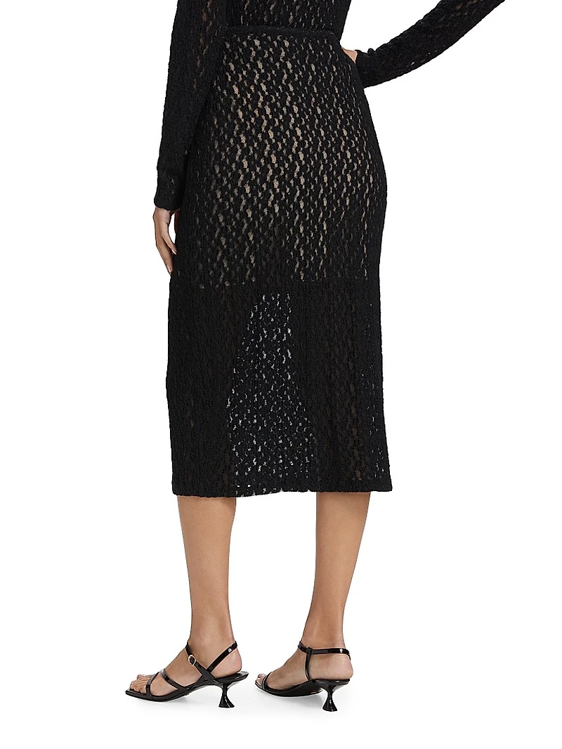 Floral Lace Smocked Midi-Skirt