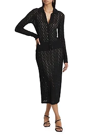 Floral Lace Smocked Midi-Skirt