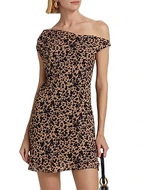 Kristine Asymmetric Leopard Minidress