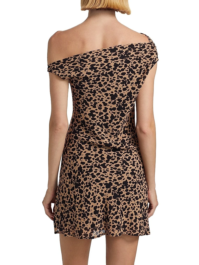 Kristine Asymmetric Leopard Minidress