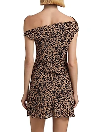 Kristine Asymmetric Leopard Minidress