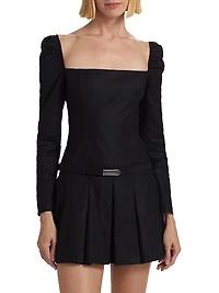 Luella Poplin Square-Neck Minidress