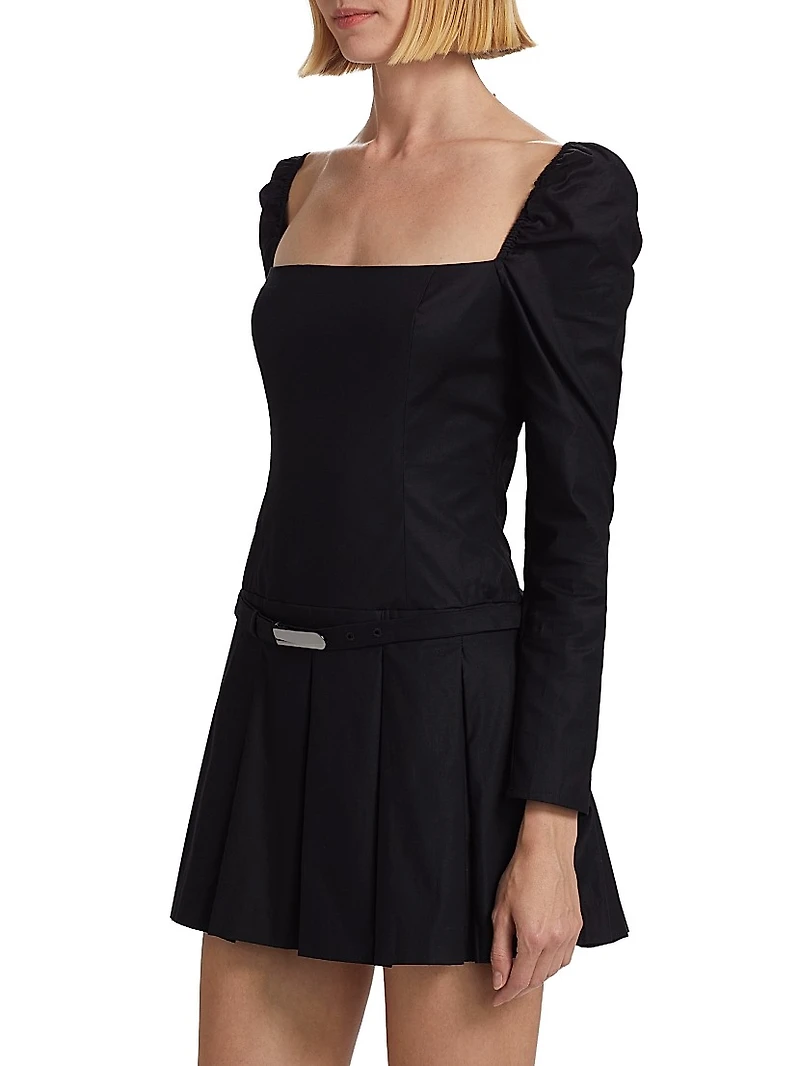 Luella Poplin Square-Neck Minidress