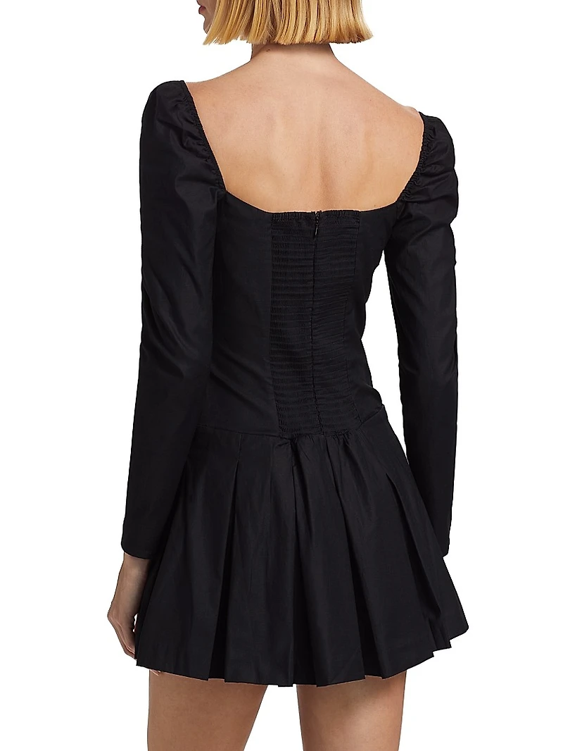 Luella Poplin Square-Neck Minidress