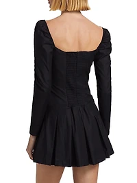 Luella Poplin Square-Neck Minidress