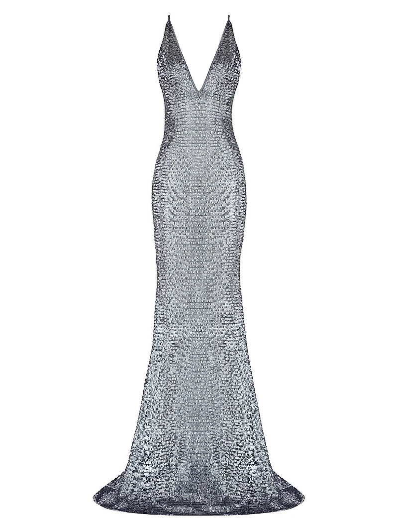 Claudie Shimmer Plunge Maxi Dress