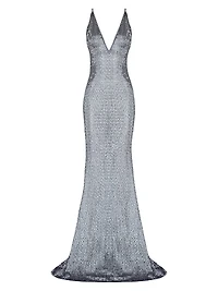 Claudie Shimmer Plunge Maxi Dress