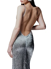 Claudie Shimmer Plunge Maxi Dress