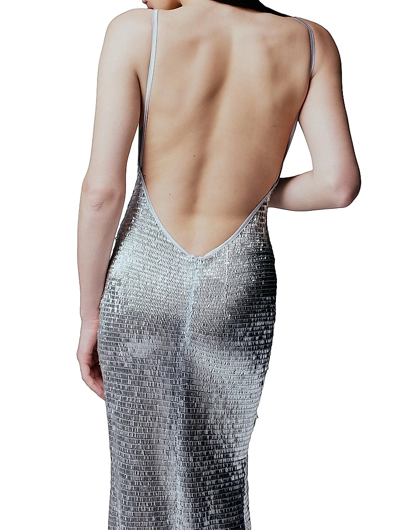 Claudie Shimmer Plunge Maxi Dress