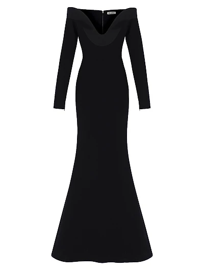 Orreda Satin-Trim Off-the-Shoulder Mermaid Gown