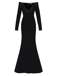 Orreda Satin-Trim Off-the-Shoulder Mermaid Gown