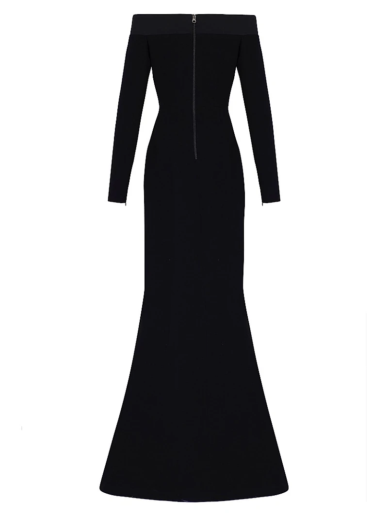 Orreda Satin-Trim Off-the-Shoulder Mermaid Gown