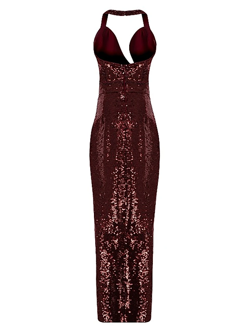 Manon Sequined Halter Gown