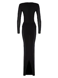 Europa Mesh-Trim Body-Con Maxi Dress