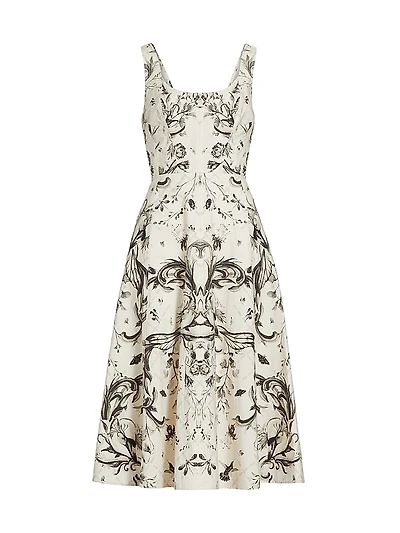 Floral Cotton Sleeveless Midi-Dress