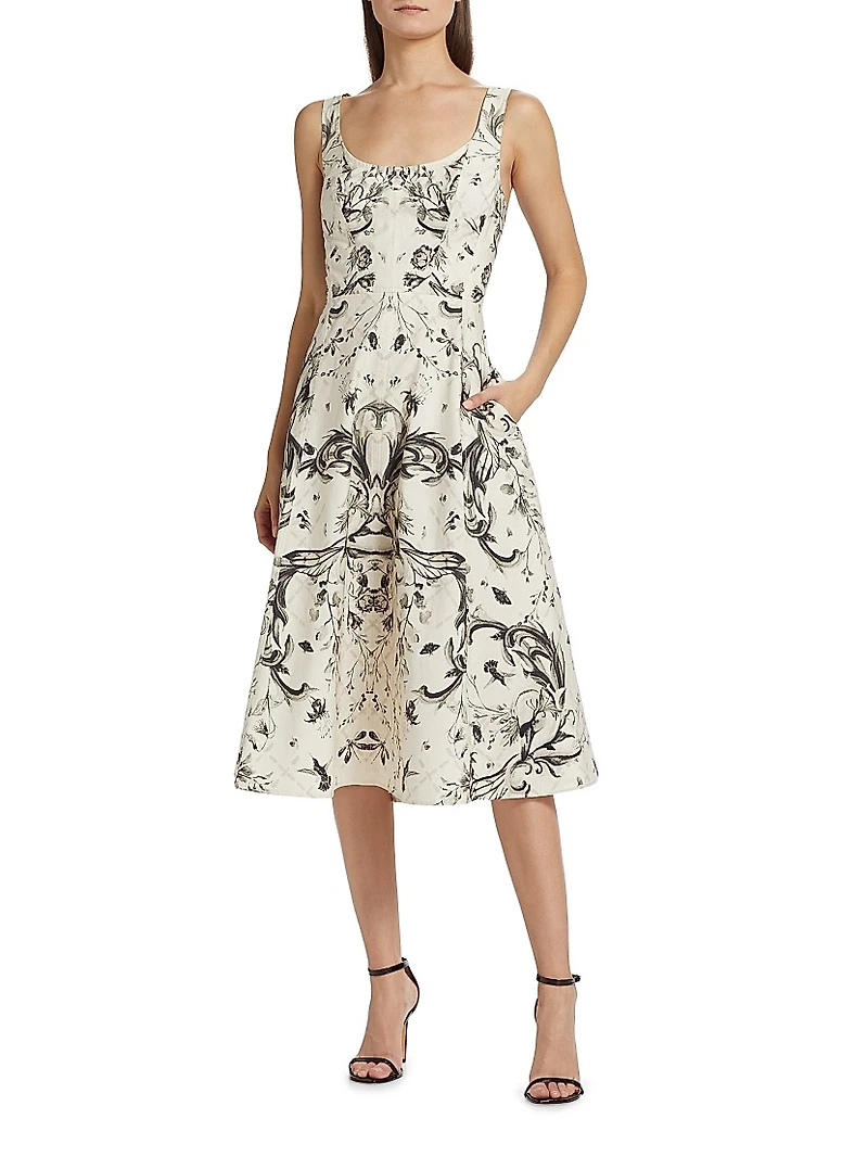 Floral Cotton Sleeveless Midi-Dress