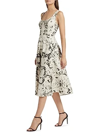 Floral Cotton Sleeveless Midi-Dress