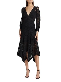 Lace Guipure V-Neck Midi-Dress