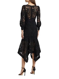 Lace Guipure V-Neck Midi-Dress