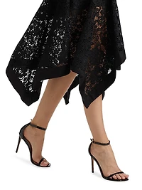 Lace Guipure V-Neck Midi-Dress