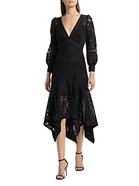 Lace Guipure V-Neck Midi-Dress
