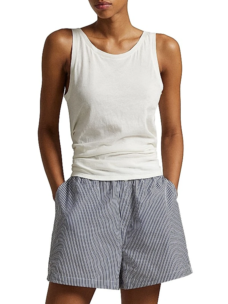 Long & Lean Rib-Knit Logo Tank