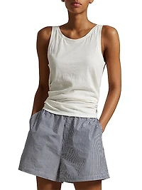 Long & Lean Rib-Knit Logo Tank