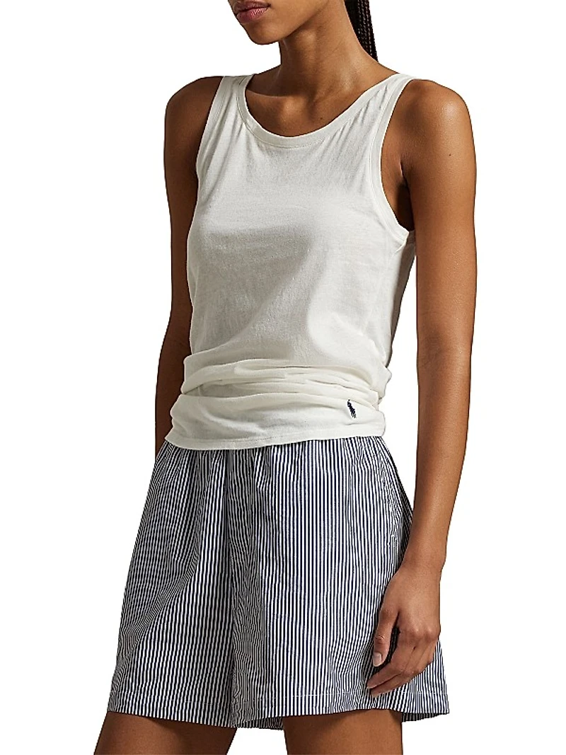 Long & Lean Rib-Knit Logo Tank
