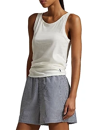 Long & Lean Rib-Knit Logo Tank