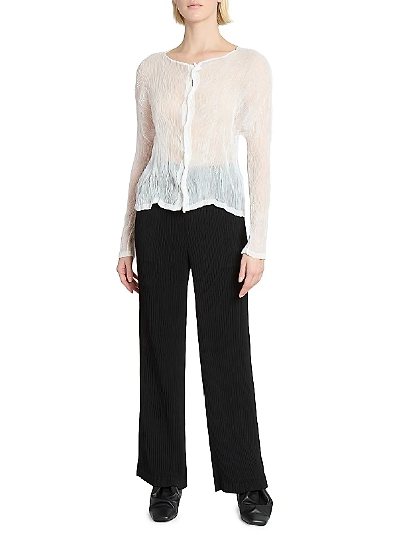 Chiffon Twist Plissé Shirt