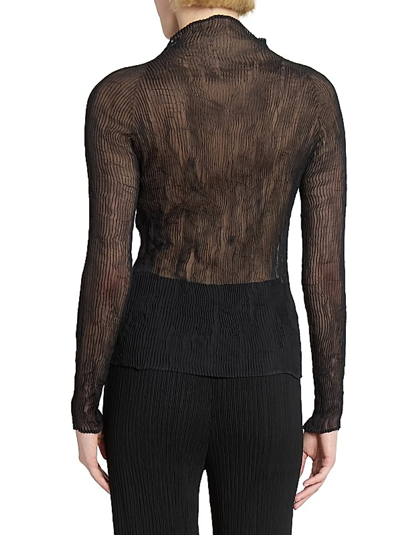 Chiffon Twist Plissé Shirt