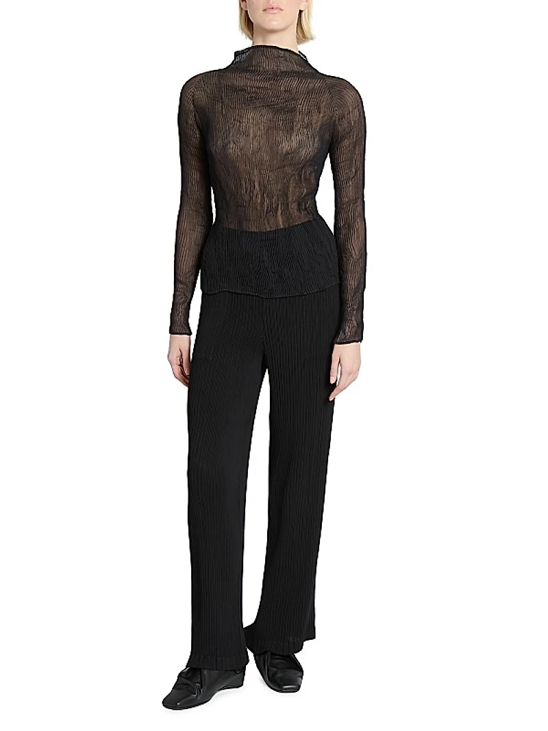 Chiffon Twist Plissé Shirt