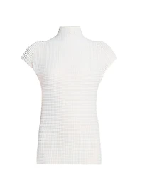 Wooly Pleats Cap-Sleeve Top