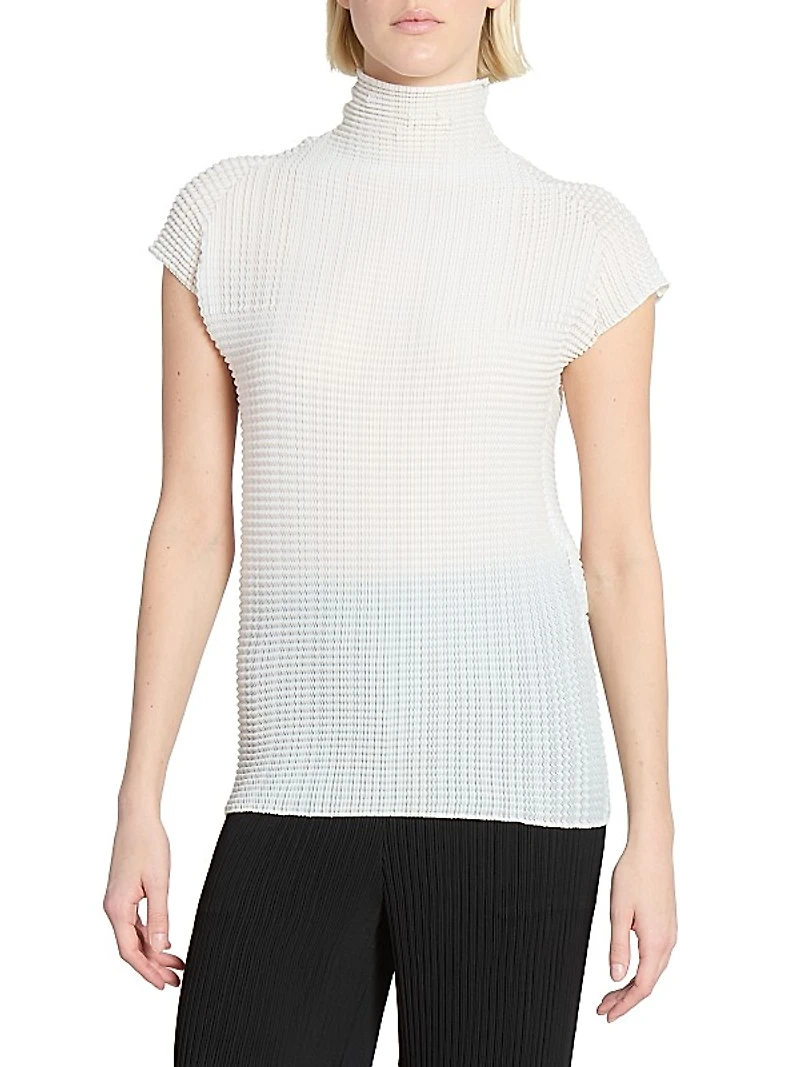 Wooly Pleats Cap-Sleeve Top