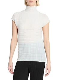 Wooly Pleats Cap-Sleeve Top