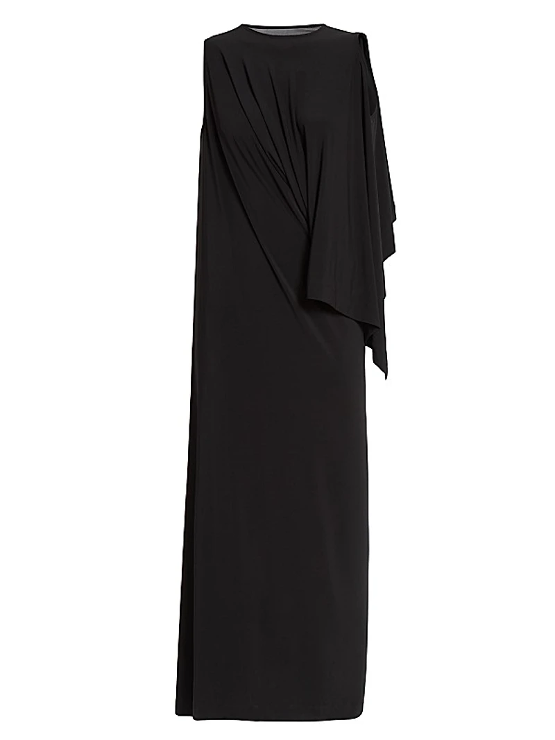 Draped Jersey Sleeveless Maxi Dress