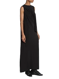 Draped Jersey Sleeveless Maxi Dress