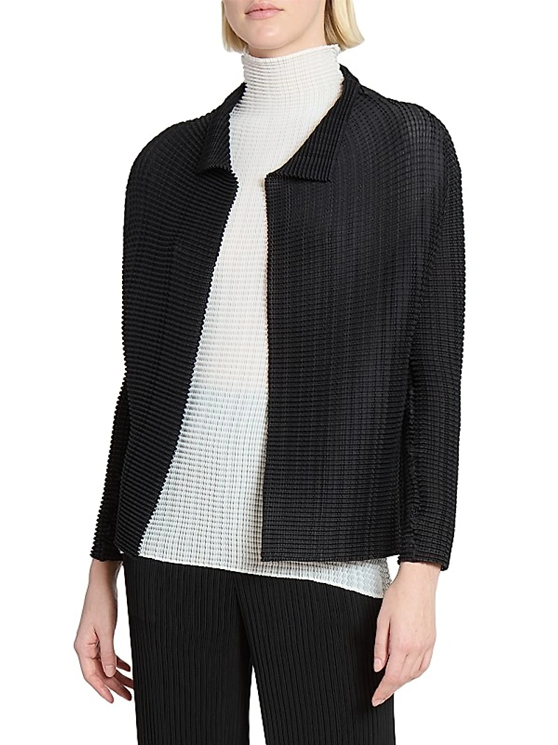 Wooly Pleats Long-Sleeve Shirt Jacket