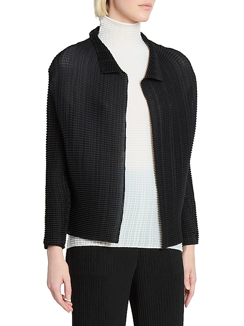 Wooly Pleats Long-Sleeve Shirt Jacket