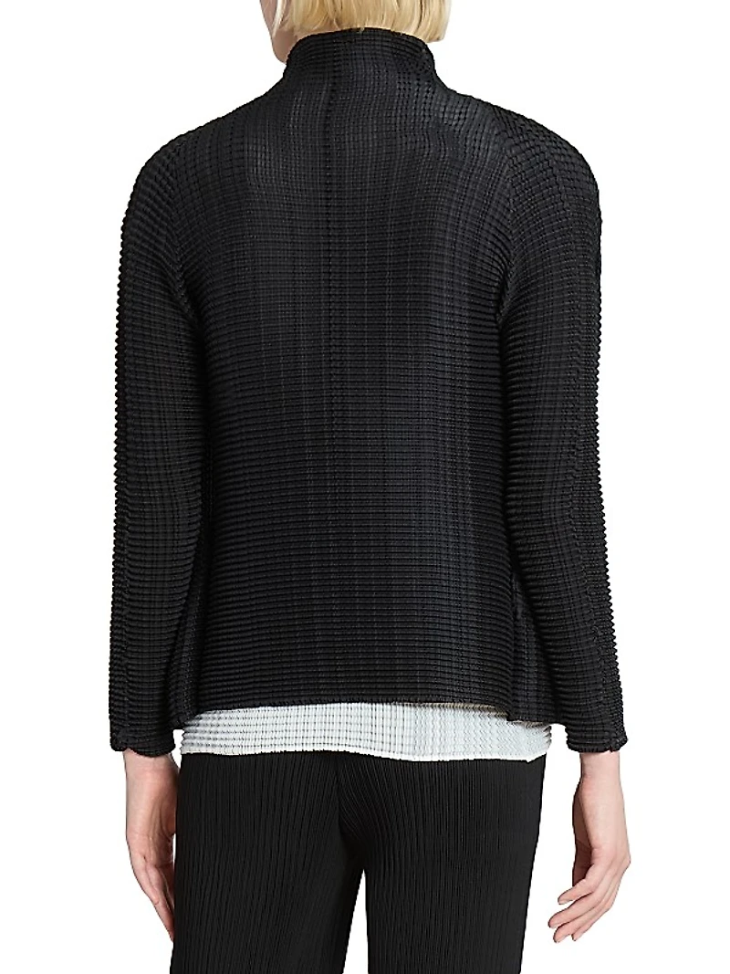 Wooly Pleats Long-Sleeve Shirt Jacket