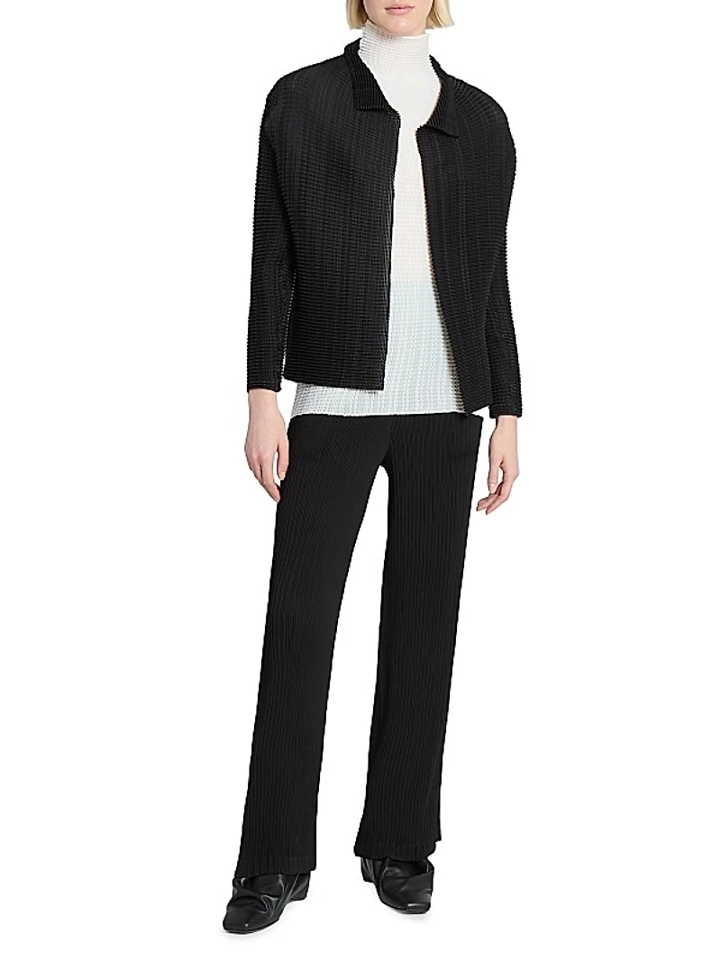 Wooly Pleats Long-Sleeve Shirt Jacket