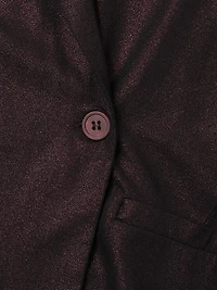 Metallic Soft Tie-Waist Double-Breasted Blazer
